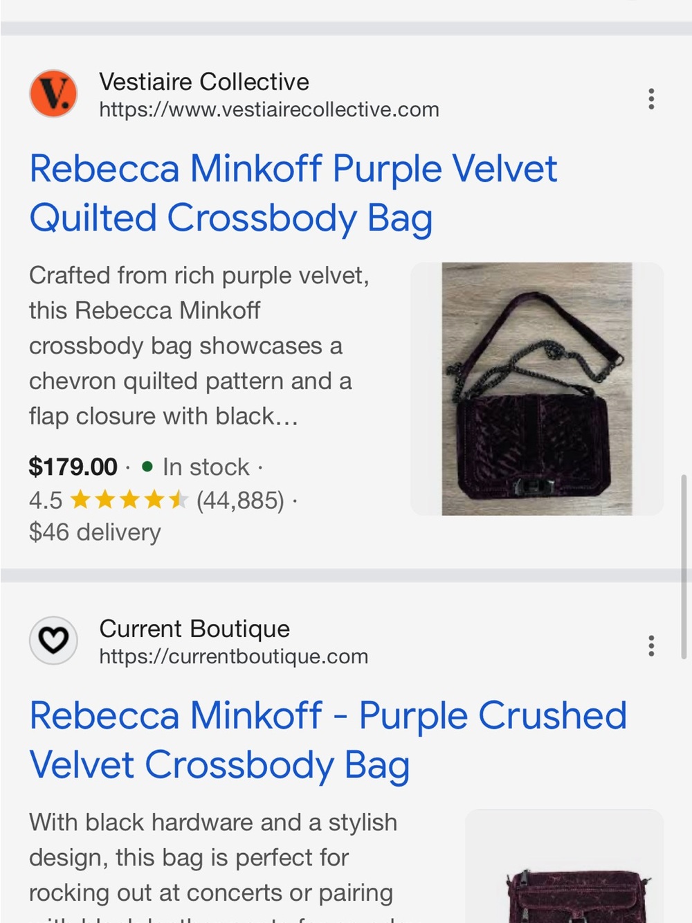 Rebecca Minkoff Purple Velvet Quilted Crossbody Bag - EXCELLENT CONDITION - Picture 9 of 9
